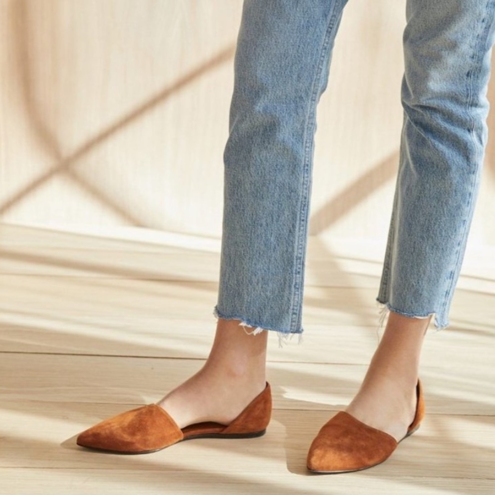 Jenni Kayne D'Orsay Tan Suede Leather
Pointed Toe Flats - Women's Size 8.5